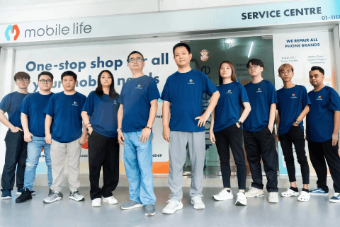 The Mobile Life team at their service centre in Singapore